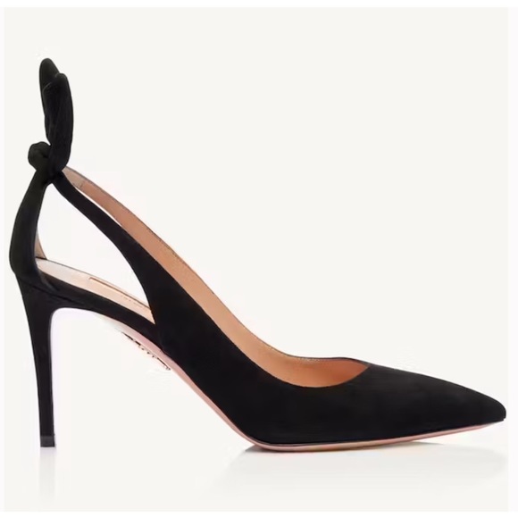 Aquazzura Bow Tie Pump 85mm Heels Black Size 37.5 - Picture 16 of 16